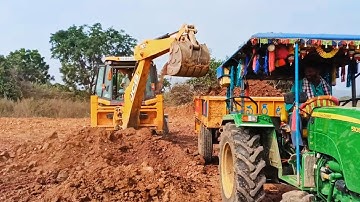 JCB working with jhon deer Tractor | Tractor unloading mud | SSS AGRI TECH