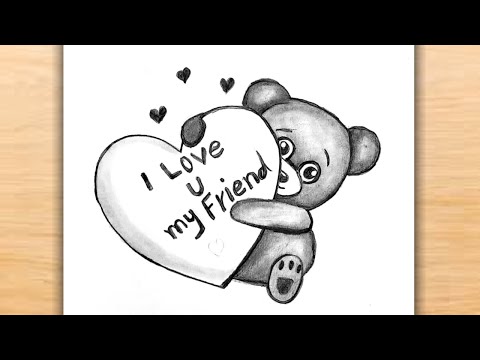 BFF Drawing / Best Friends Drawing Easy Step by Step / How to Draw Cute Teddy Bear / Friendship Day