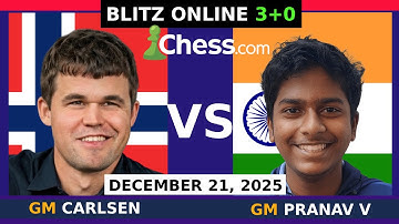 Magnus Carlsen vs GM Nihal Sarin | Blitz Chess 3+0 | December 21, 2025