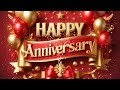 3-Hour 3D Happy Anniversary Background | Luxurious Red &amp; Gold Animated Display