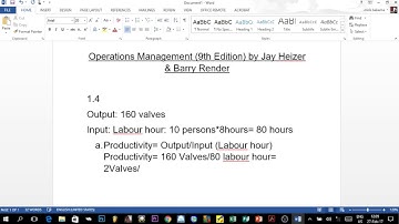 OPERATIONS MANAGEMENT 1 - Chapter 1: Single factor productivity (Part 1)