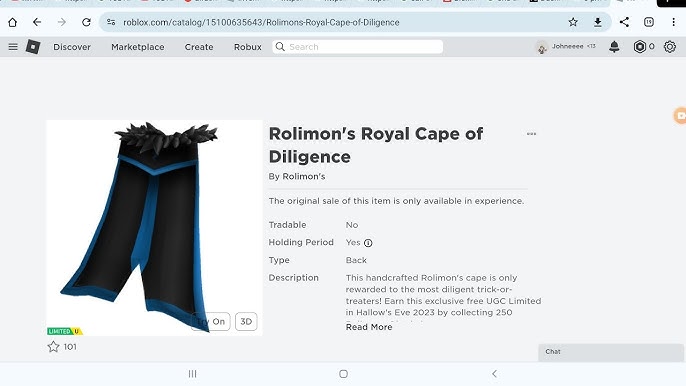 Claiming Rolimon's Royal Cape of Diligence & Jack-o'-Cap (Free UGC