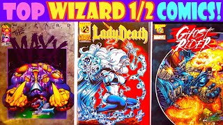 Best WIZARD MAGAZINE #1/2 comic books! Top Ten 10 comics covers by mail away one half Comicsamurai