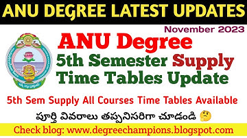 Degree Exams Time Tables Latest Update ANU UG 5th Sem Y20 & All Time Tables Official Update UG 2023