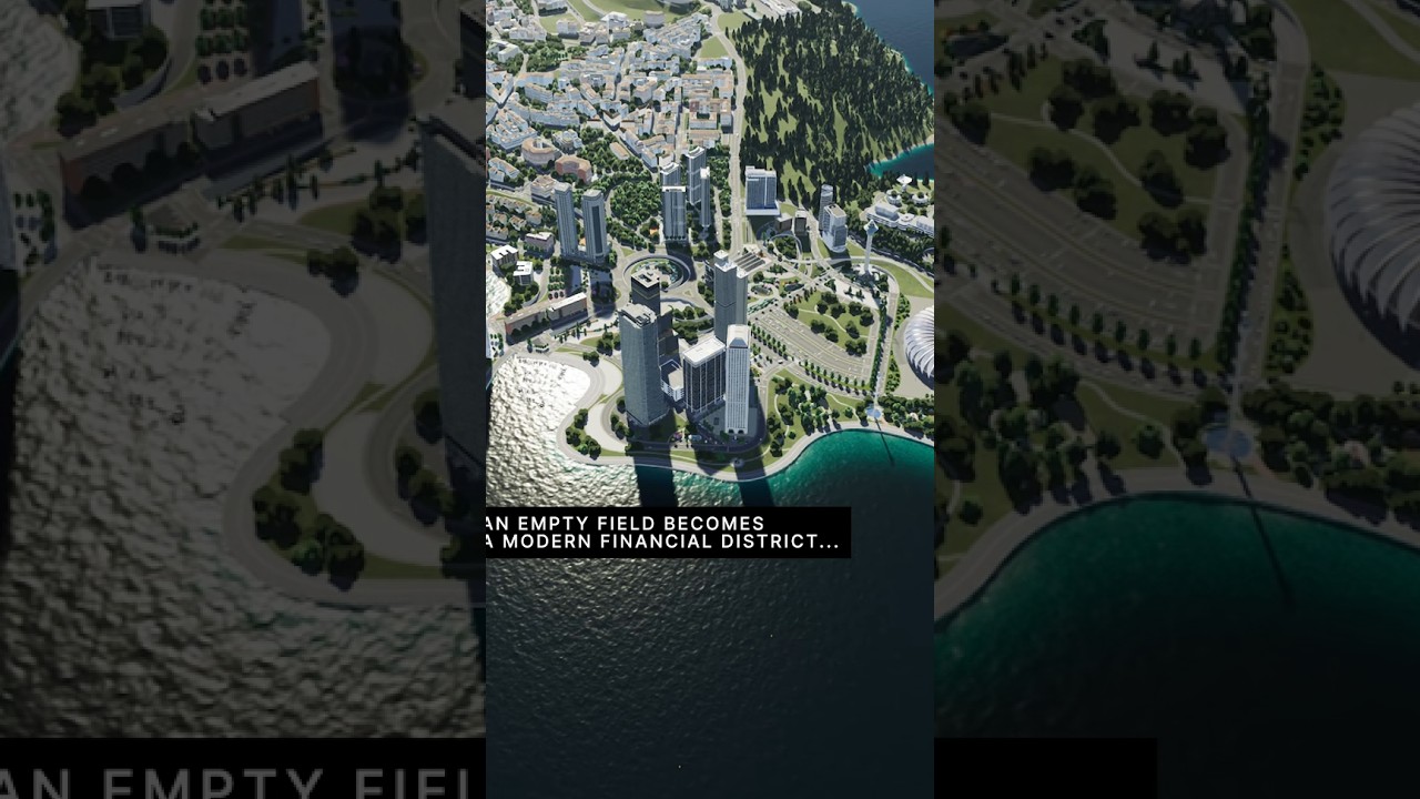 From Empty Field to Modern Financial District #citiesskylines2 #shorts