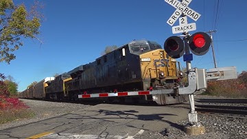 CSX NS Trains Meet! fast Amtrak Train at RR Crossing! 2 Mile Long Union Pacific Train + More Trains!