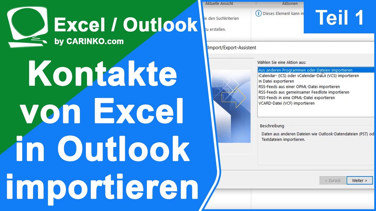 New Adressimport von Excel nach Microsoft Outlook Teil 1 - carinko.com