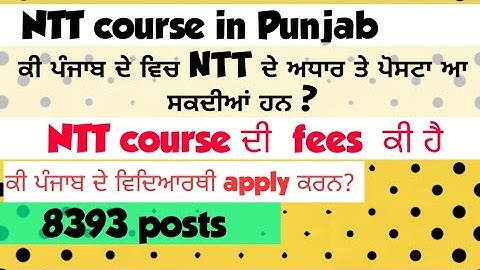 🔴ntt course in punjab/punjab govt. ntt teacher post,syllabus,qualification2020/punjab govt.jobs 2020