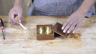 Pick a piece of black walnut to make an ashtray, which is very textured [Grandpa Amu]