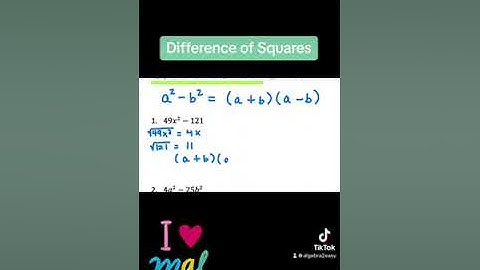 Factoring - Difference of Squares