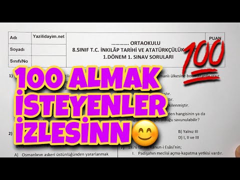 8.Sınıf İnkılap Tarihi ve Atatürkçülük 1.Dönem 1.Yazılı