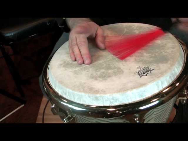 Tom Teasley-LP Djembe with Remo Head and Vic Firth Jazz Rakes class=