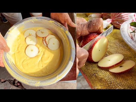 Apple Bajji Mixture | Very Unique Street Food of Rajahmundry | Apple Bajji | Fruit Bajji Yummy | Street Food Zone