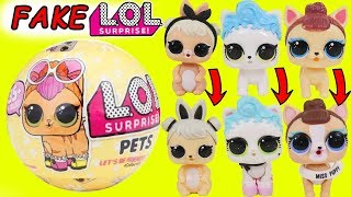 Fake LOL Surprise Dolls Pets in Surprise Eggs!