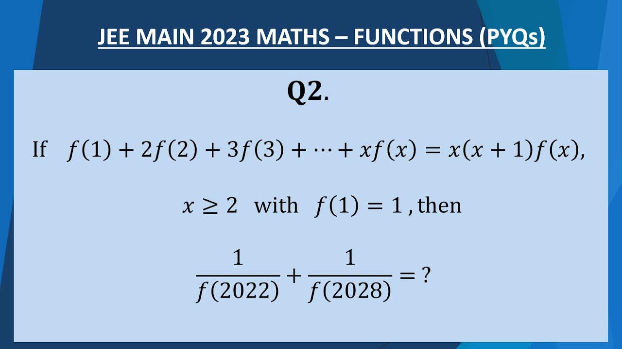 Question 2 of Jee Mains 2023 Maths Functions - Solution #jeemains #jee ...