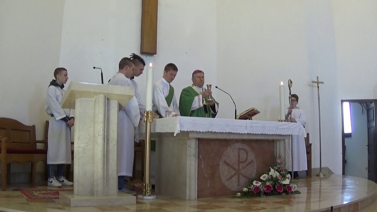 Nadbiskup Marin Barišić u pastirskom pohodu u Vinišću (Prinos darova)