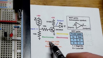 NPN BJT based NOT Logic Gate demo circuit using 2N3904 Bipolar Junction Transistor