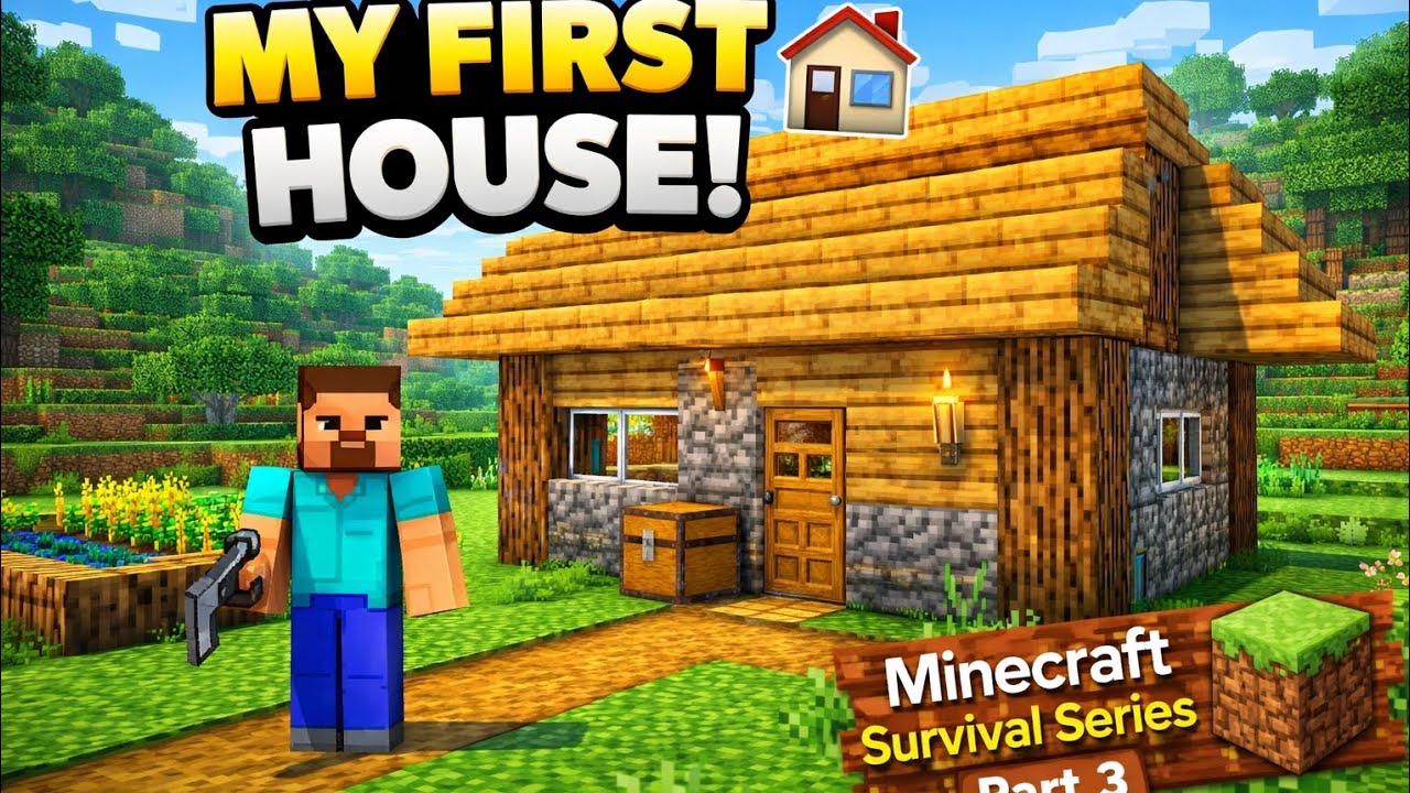 I Built My First House in Minecraft 😍 | Survival Series Part 3 - YouTube