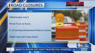TxDOT road closures for week of July 3 through July 17