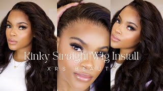 MUST HAVE!BEST YAKI KINKY STRAIGHT WIG FOR BEGINNERS|PREPLUCKED CLEAR LACE FRONT| XRSBEAUTY HAIR