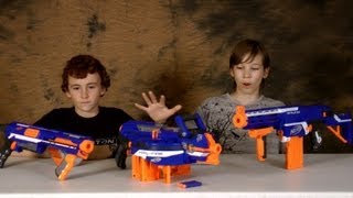 Nerf Elite Series Overview - Nerf Socom Reviews
Julian and Matthew show a quick overview for the new Elite series blasters. Note that the Stockade is not included in this video, as it is not sold in the United States.
Here are the major purchase factors for each gun:
Hail Fire: Capacity, ROF, and submission power
Rampage: Precision and range
Retaliator: Looks, mobility, and attachments
The individual reviews for these three blasters are here:
Hail Fire: http://youtu.be/RCHBkIVe6MQ
Rampage: http://youtu.be/CKtY9VSWbCU
Retaliator: http://youtu.be/laO7jKKKIV4
Visit our website:
http://www.nerfsocom.com
Were social!
Facebook: http://www.facebook.com/NerfSocom
Google +: http://www.gplus.to/NerfSocom Nerf Elite Series Overview - Nerf Socom Reviews