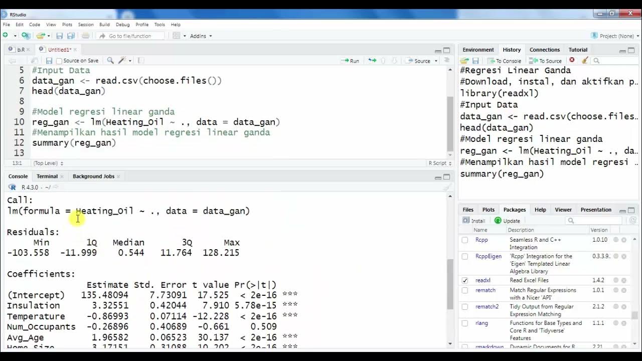 Regresi Linear Sederhana Menggunakan RStudio YouTube