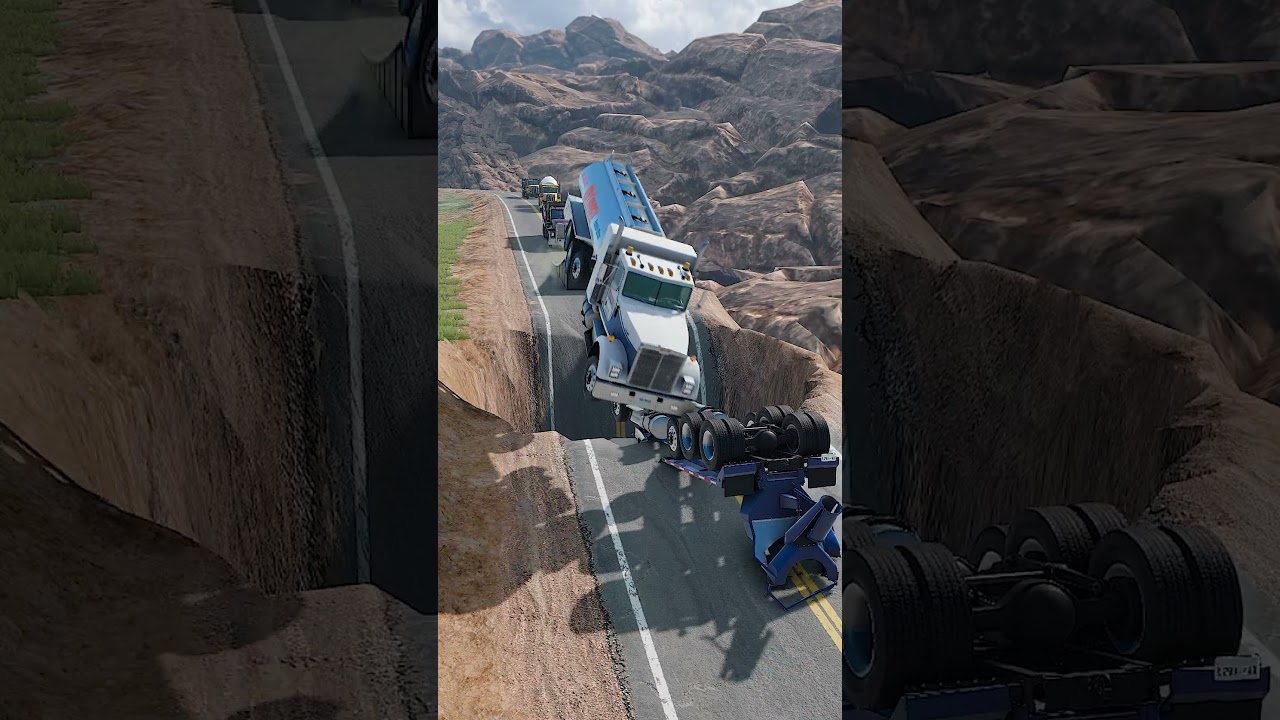 Cement Truck, Oil Tanker, Dump Truck vs Ramp Pit