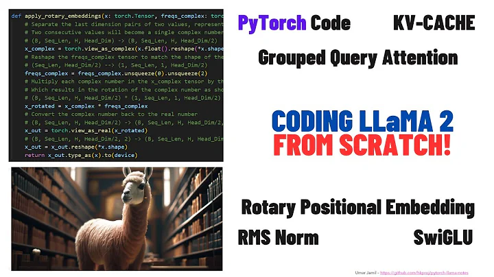 Coding LLaMA 2 from scratch in PyTorch - KV Cache, Grouped Query Attention, Rotary PE, RMSNorm