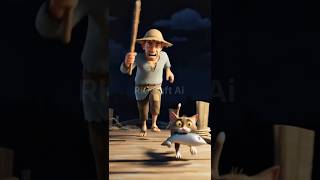 when disturbed fisherman lion 🦁 and cat🐈⬛#animation #ai #funny #cartoon #animation #cat #lion #seo