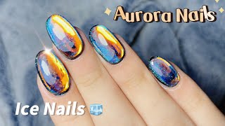 Super Easy Aurora Ice Nails at home ┃Aurora Nails┃Ice Nails ┃Glass Nails┃Korean Nail Art