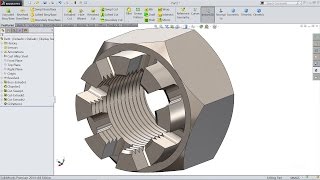 Solidworks tutorial | sketch Castle Crown Nut in Solidworks