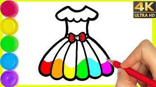 How to draw a girl dress Drawing with colour || Dresses Drawing penting and colouring for beginners.