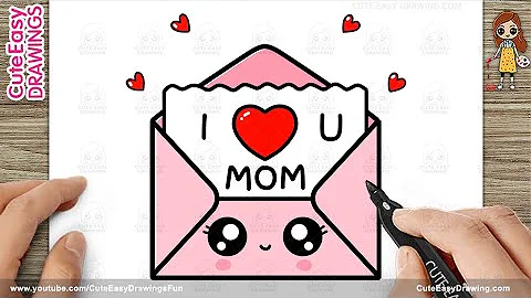 How to Draw a Cute I LOVE YOU 'MOM' Card for Mother’s Day | Cute Easy Drawing for Kids