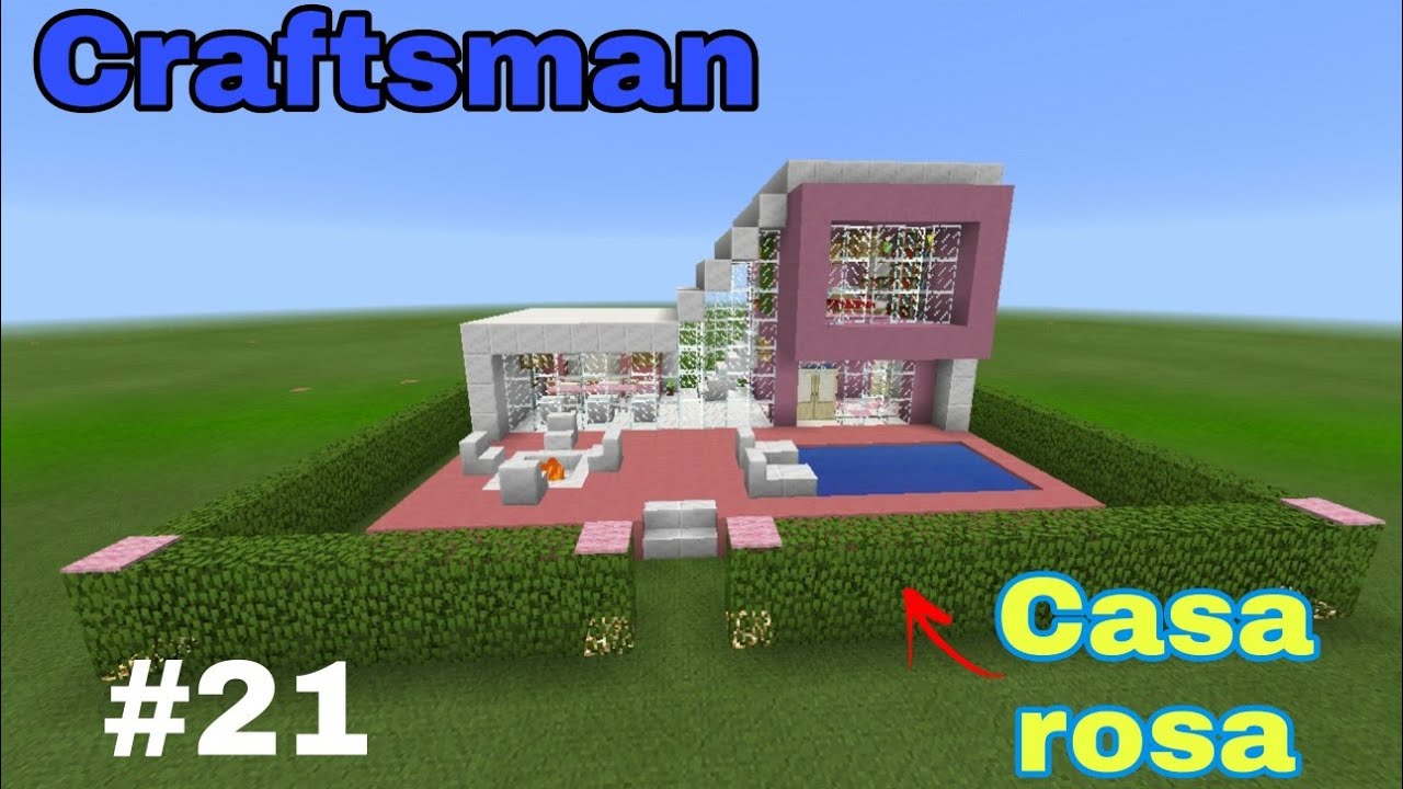 🔴 Como construir uma Casa🏡rosa com piscina🏊‍♀️no Craftsman e