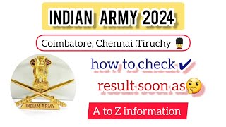 INDIAN ARMY 2024 🥷| 🔥ARO CHENNAI,COIMBATORE, TRICHY ✔️ | EXAM RESULT AS SOON AS 🤔 |  💂‍♂️CUT OFF ✔️