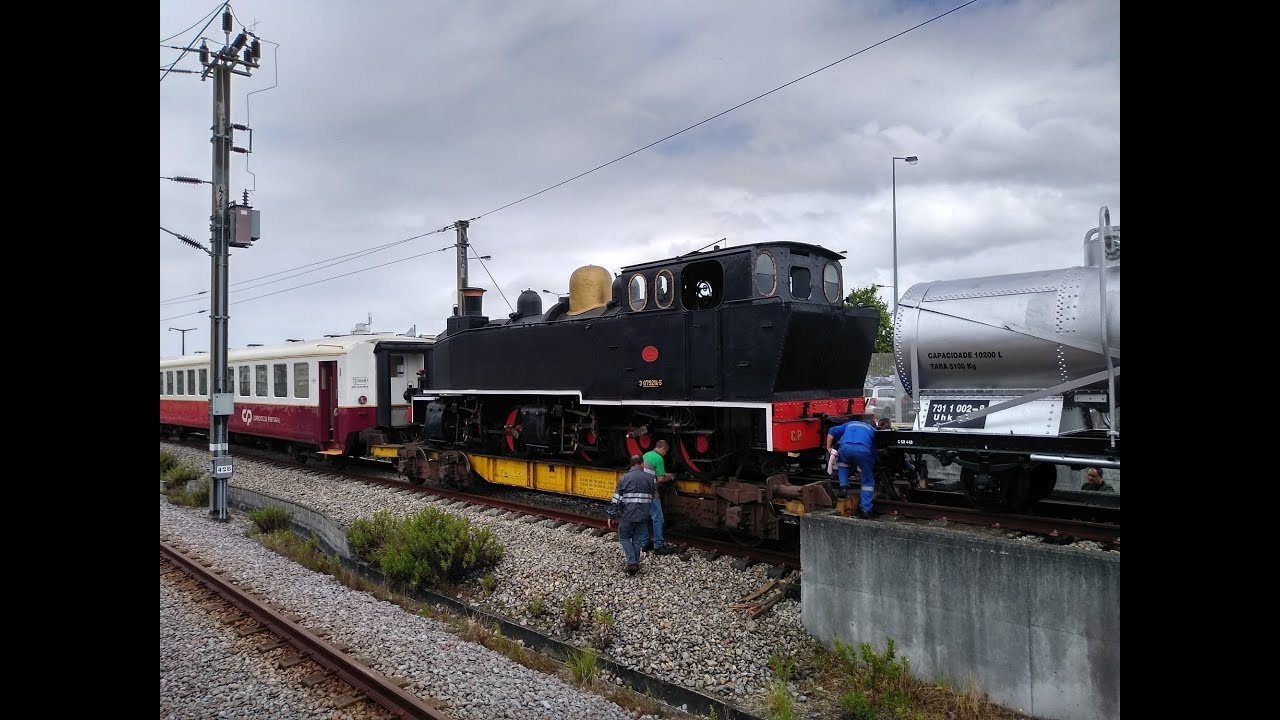Chegada e manobra da E 214 e Vagões de Via Estreita Aveiro 18 Jun 2019