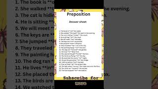 Preposition work sheet with ans..all must try patiently..#preposition #worksheet #englishgrammar