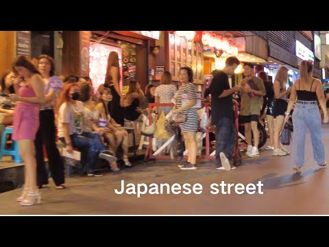 Japan Street, Bangkok, Thailand. Japanese Night Market, Phrom Phong, pretty girls