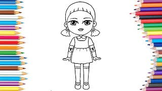 Squid game, doll 🧟‍♀️ | Coloring page