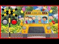 【スクールバスと踏切】★バス School bus 幼稚園★ Fun railroad crossing animation / Railroad Crossing Anime for Kids