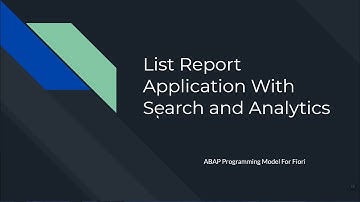 List report application with Search and analytical Capabilities - Part 1