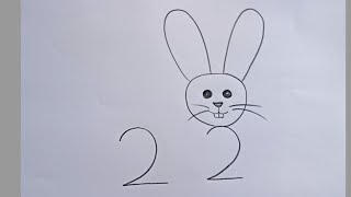 how to draw rabbit drawing from 22 number easy step by step@Kids Drawing Talent