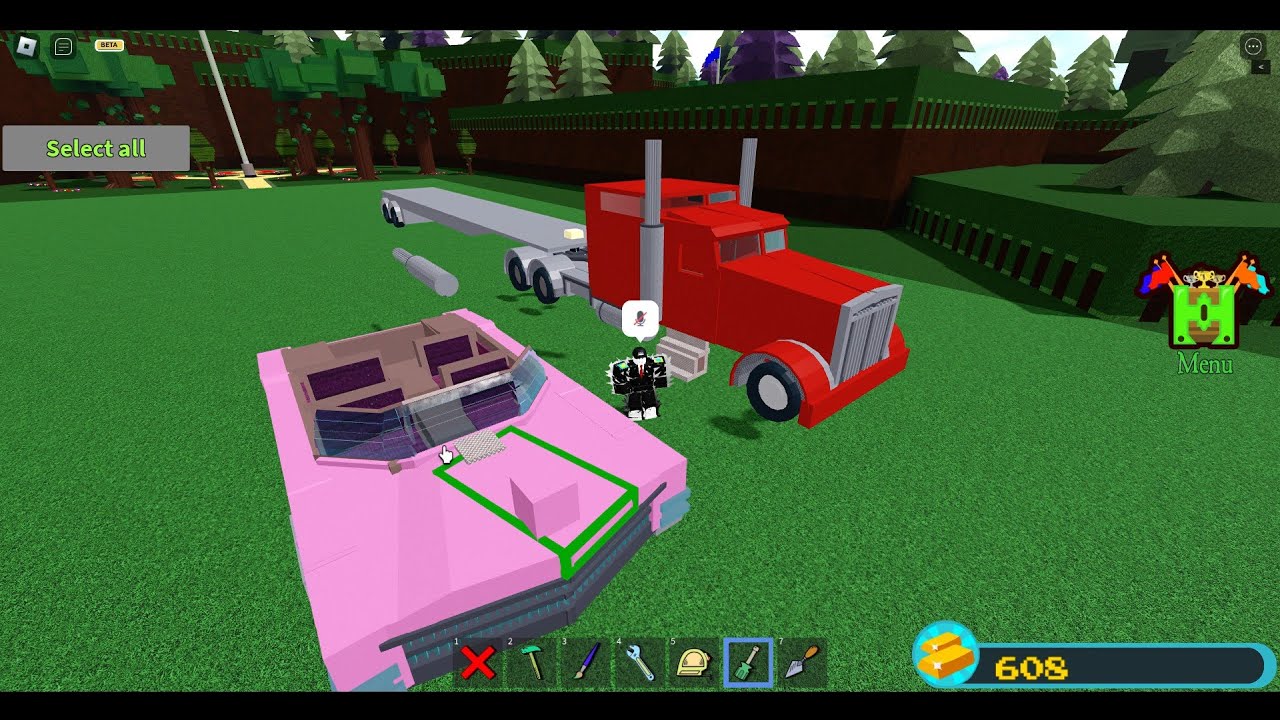 Classic Red Semi Truck in Build a boat for treasure - YouTube