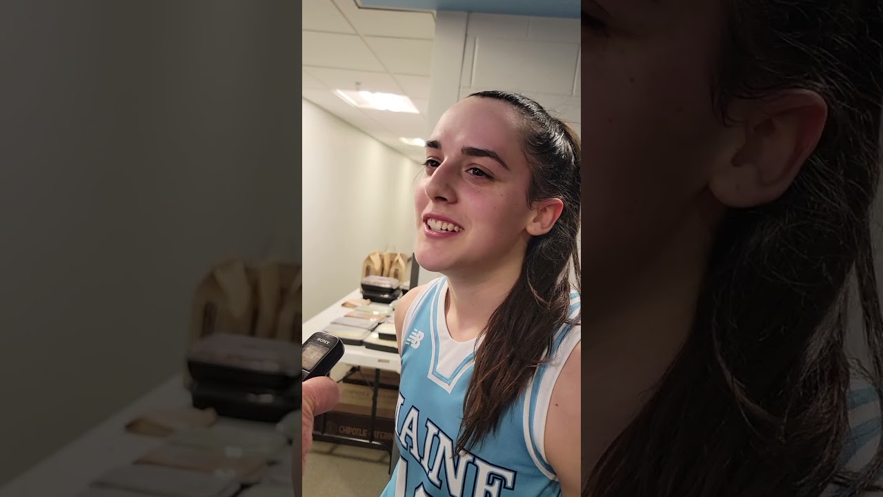 Maine guard Sarah Talon postgame after a win over New Hampshire