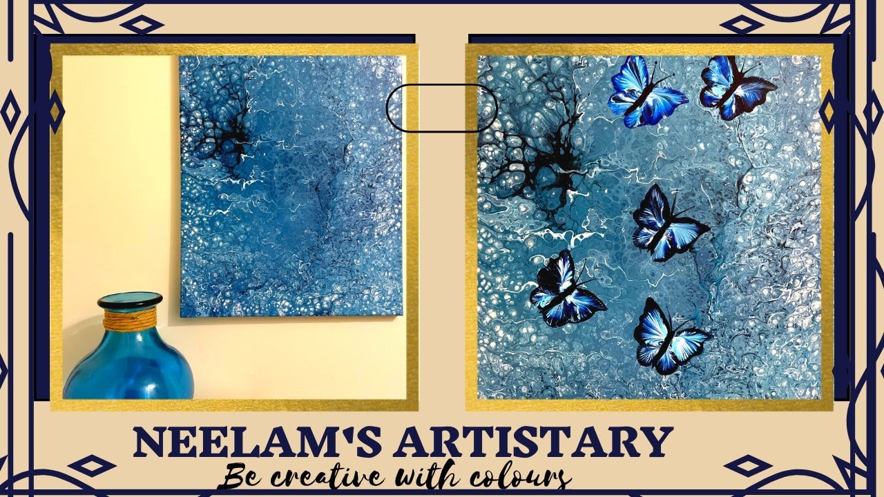 chain pull technique Butterflies ,pearl over, fluid acrylic pouring ...