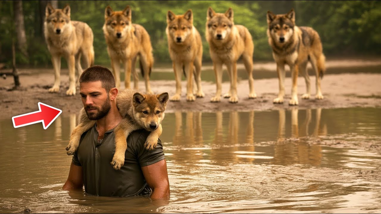 Nachdem er ein Wolfsbaby rettet, wird ein Mann vom Rudel umzingelt–was dann passiert,ist unglaublich