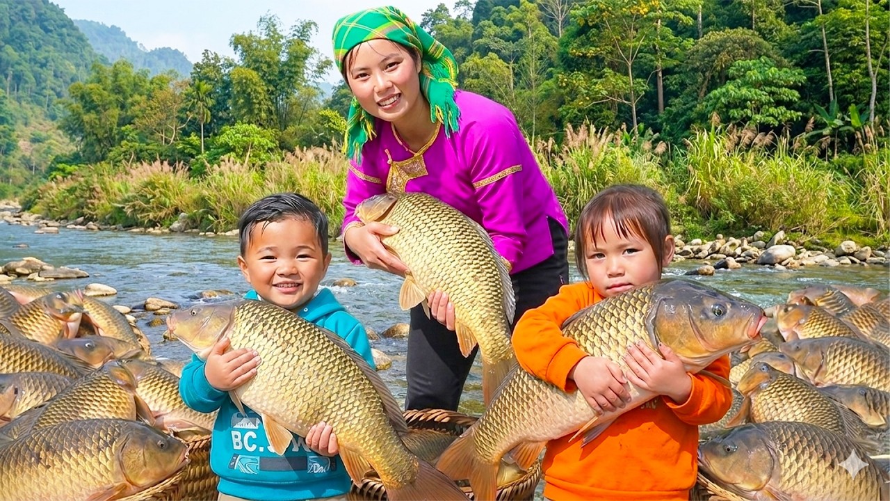 Harvesting Big Fish from the Pond to Sell | Cooking Fresh Fish for My Little Daughter