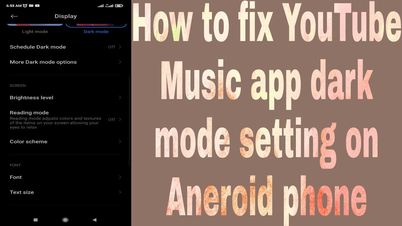 How to fix YouTube Music app dark mode setting on Aneroid phone - YouTube