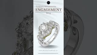 Engagement Ring - Moissanite Engagement Ring - 1 Carat Round Cut - Custom 2 Gold Name Ring
