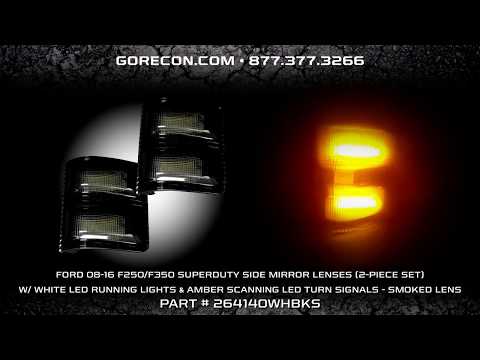 2008-2016 6.4L / 6.7L Powerstroke Scanning LED Smoked Mirror Lights Recon 264140WHBKS video 